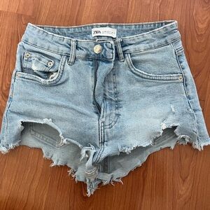 High waisted zara denim shorts
